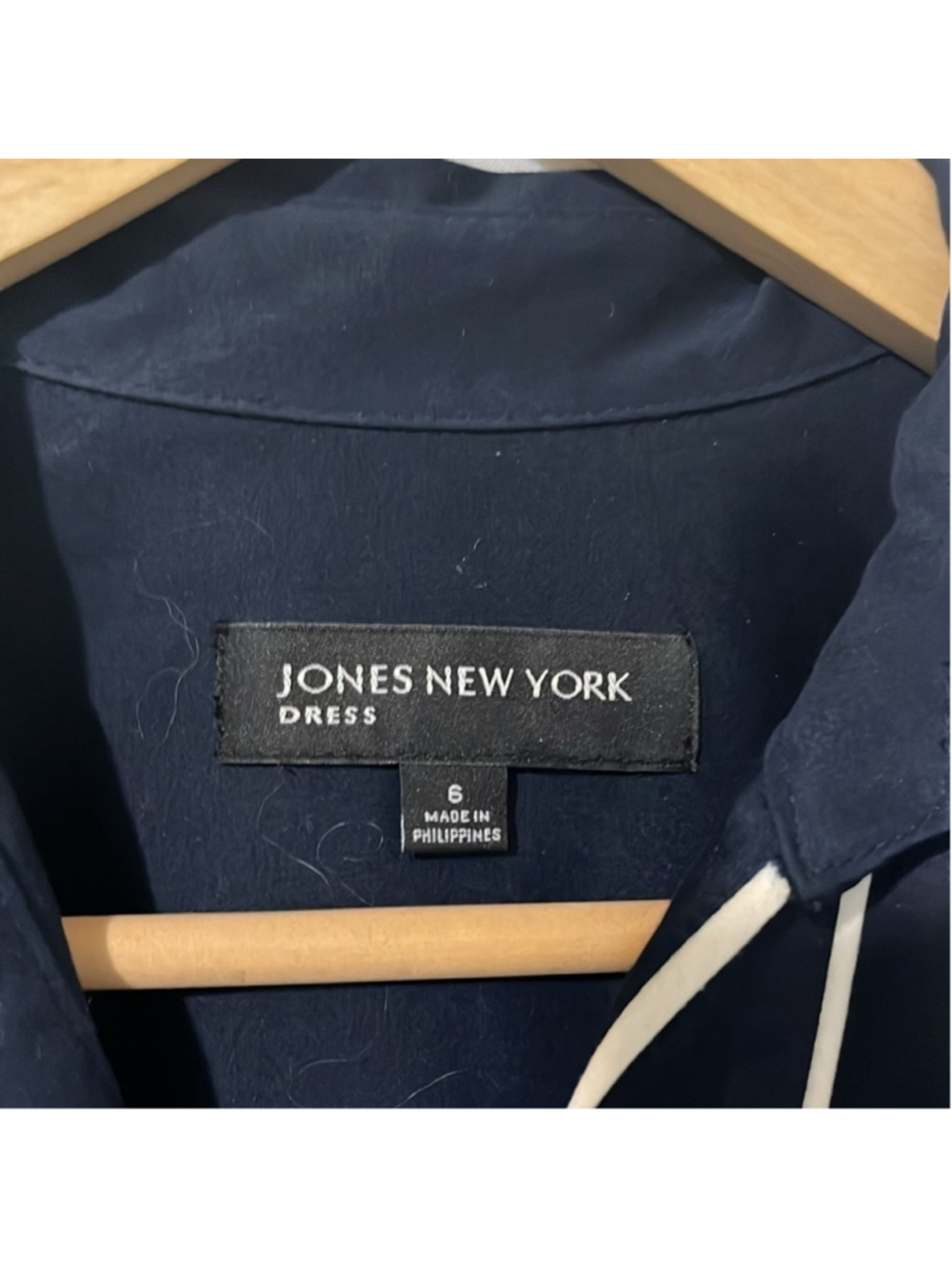 Jones New York Navy Blue Sea Collared Midi Dress with Pleated Skirt a136 - Picture 3 of 5